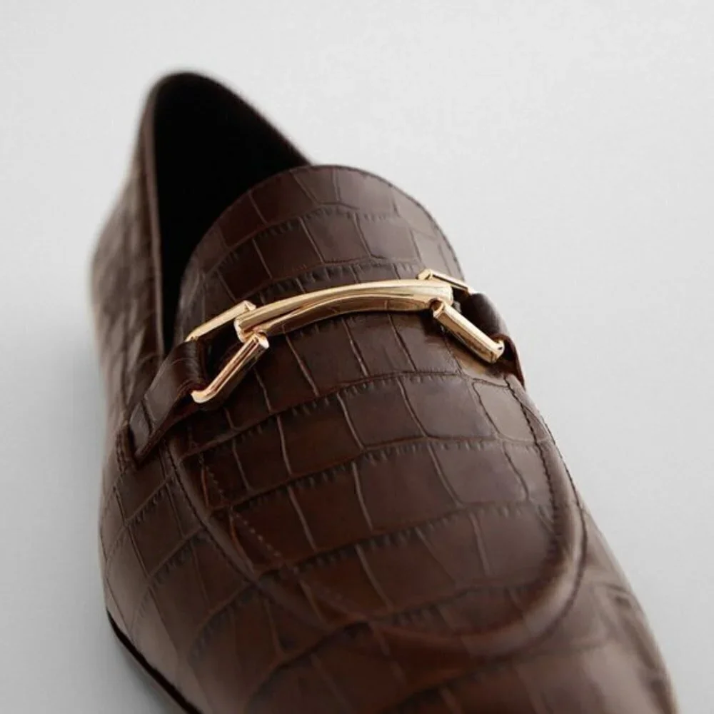 ZARA Animal Print Leather Loafers - Picture 11 of 13